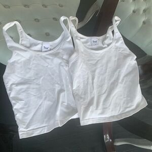 TNA White Fitted Crop Tank Top